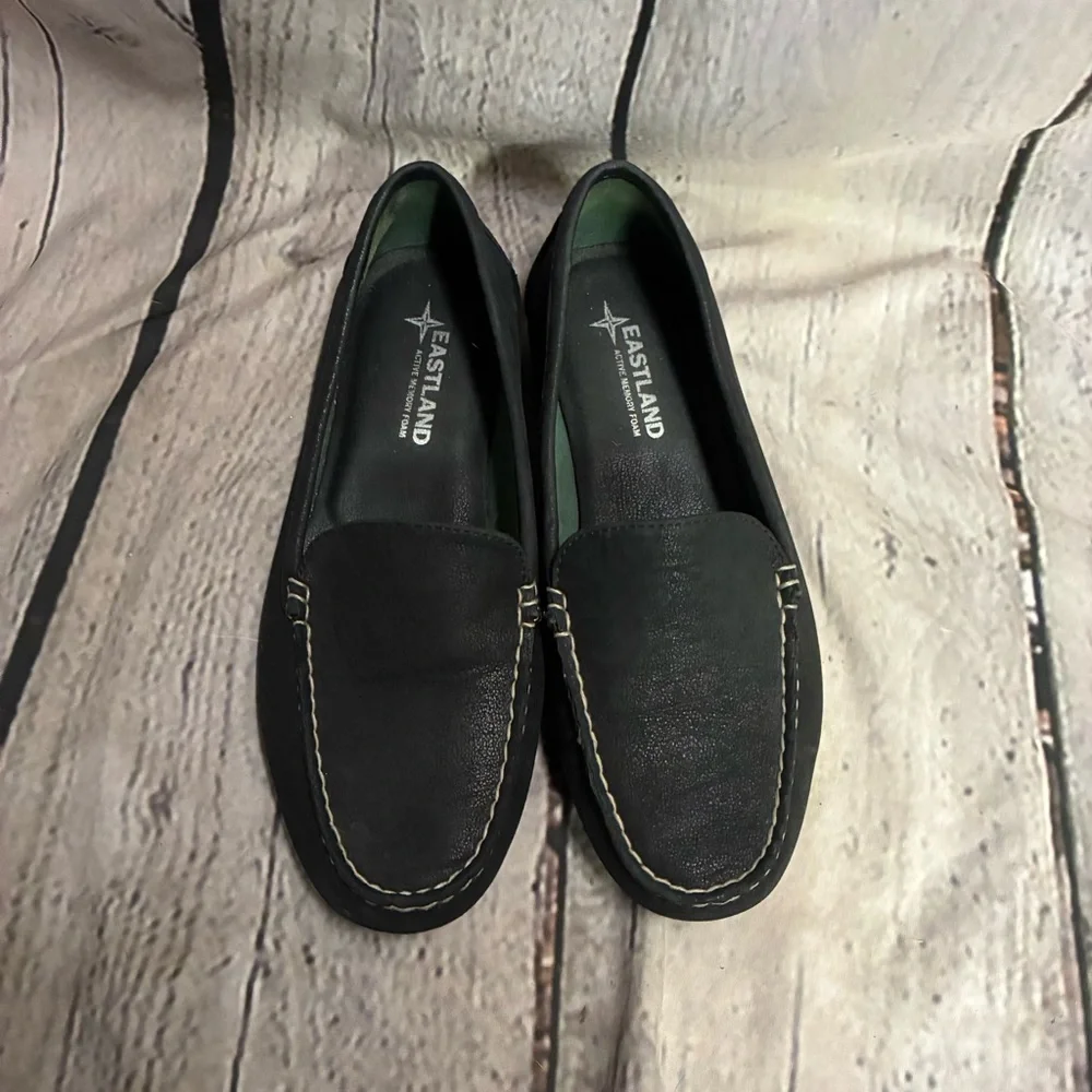 Eastland Women’s Courtney Black Leather Slip On Moc Driving Loafer Size‎ 7.5 GUC
